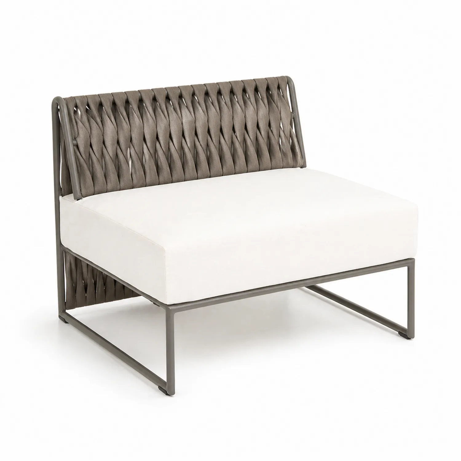 Sillón de metal tejido con cojín blanco 75x75x70 cm-Solveronest