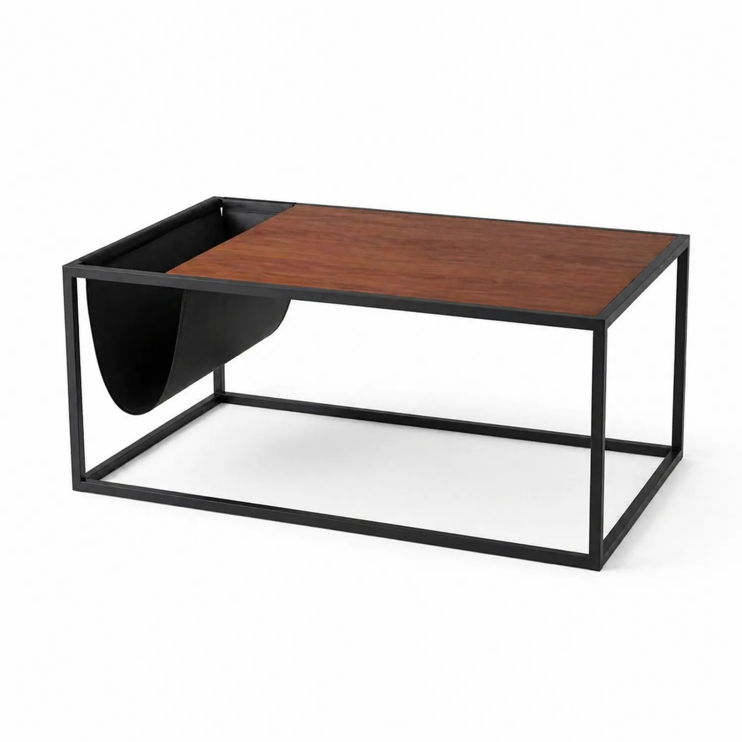 Mesa de centro de madera y metal con almacenamiento lateral-Solveronest