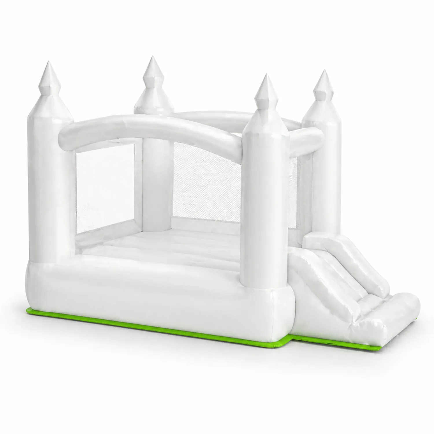 Castillo Inflable de PVC Blanco con Tobogán 300x200x180 cm-Solveronest