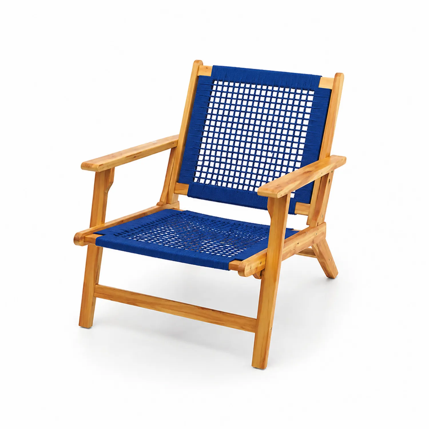 Silla de madera y cuerda azul-Solveronest