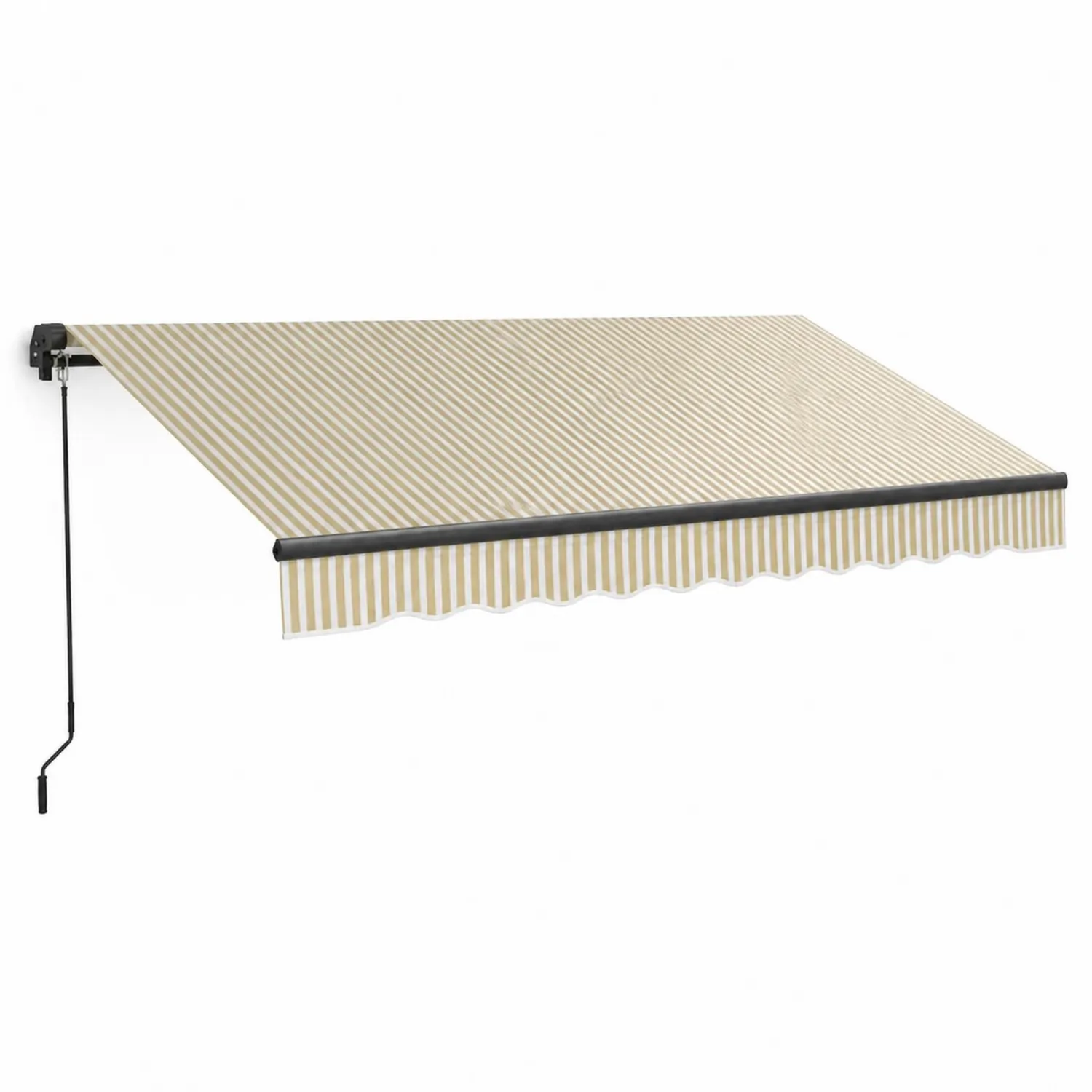 Toldo Manual de Aluminio y Poliéster con Rayas Beige 300x250cm-Solveronest