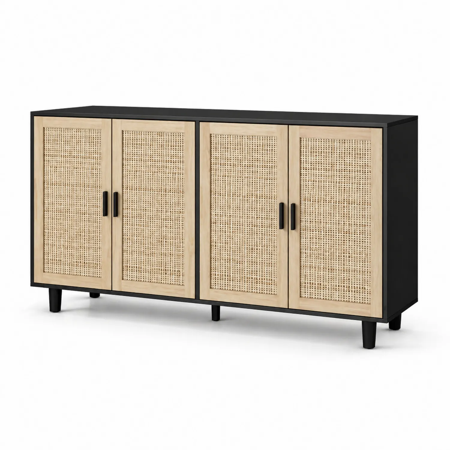 Aparador de MDF y Ratán con Puertas 120x40x80 cm-Solveronest