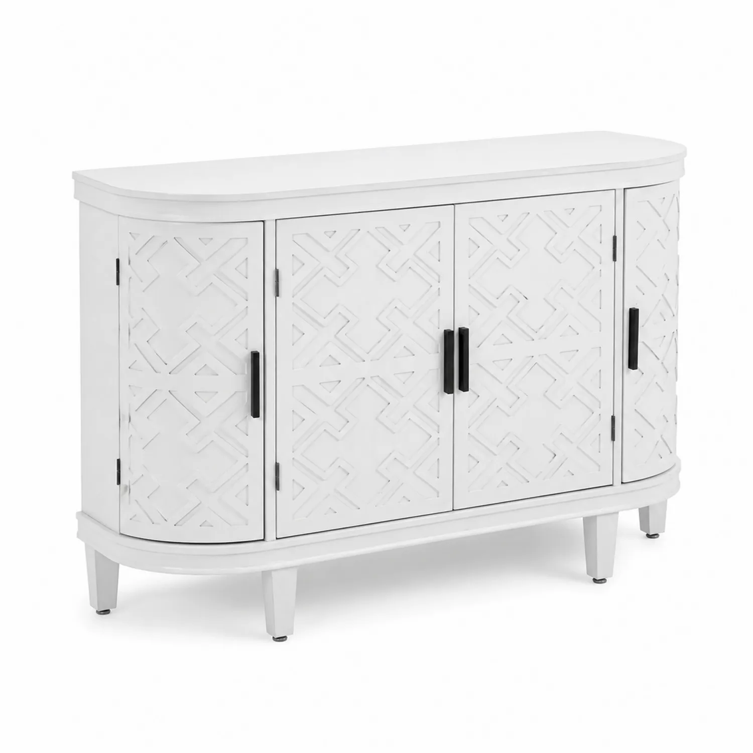 Aparador de madera con puertas decorativas blanco 120x40x80 cm-Solveronest