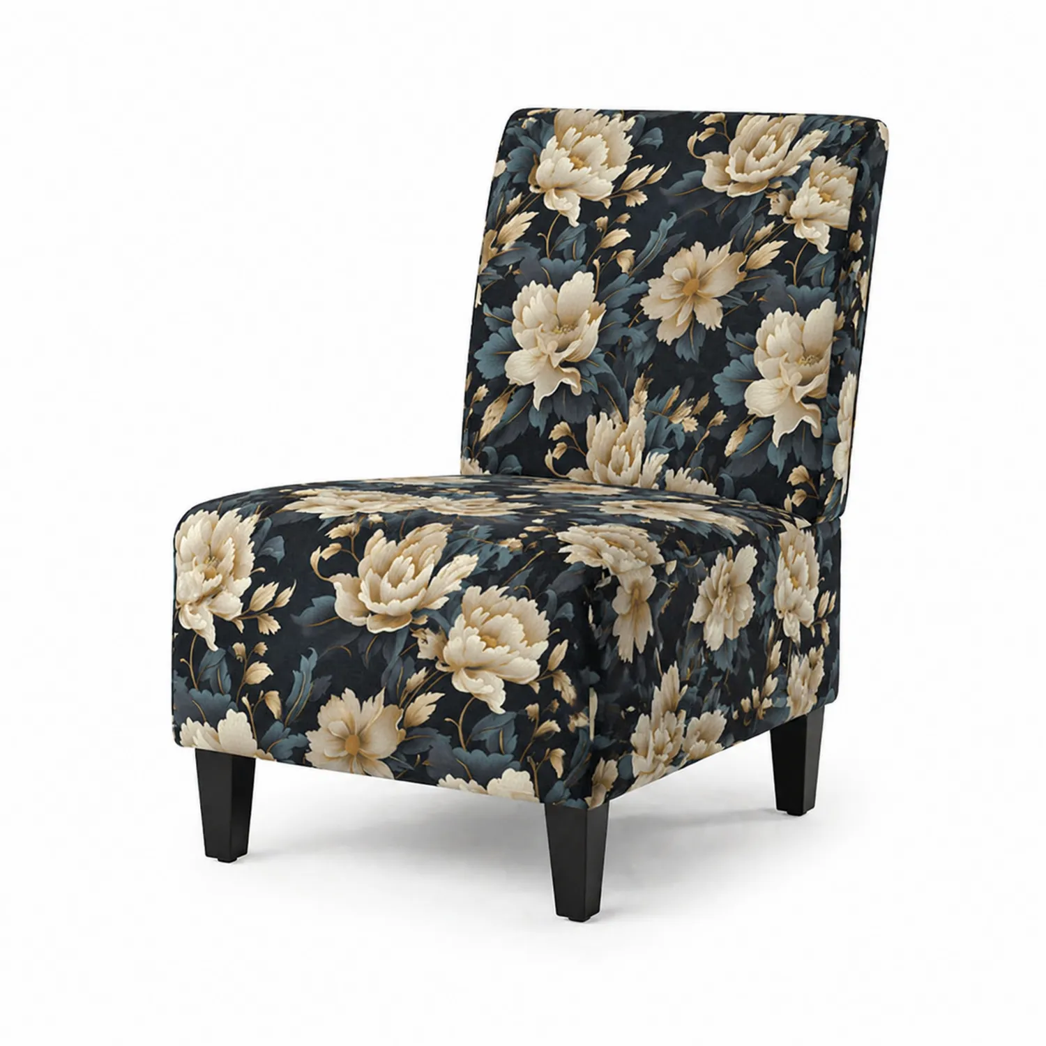 Silla con Estampado Floral en Tela de Algodón 75x80x85 cm-Solveronest