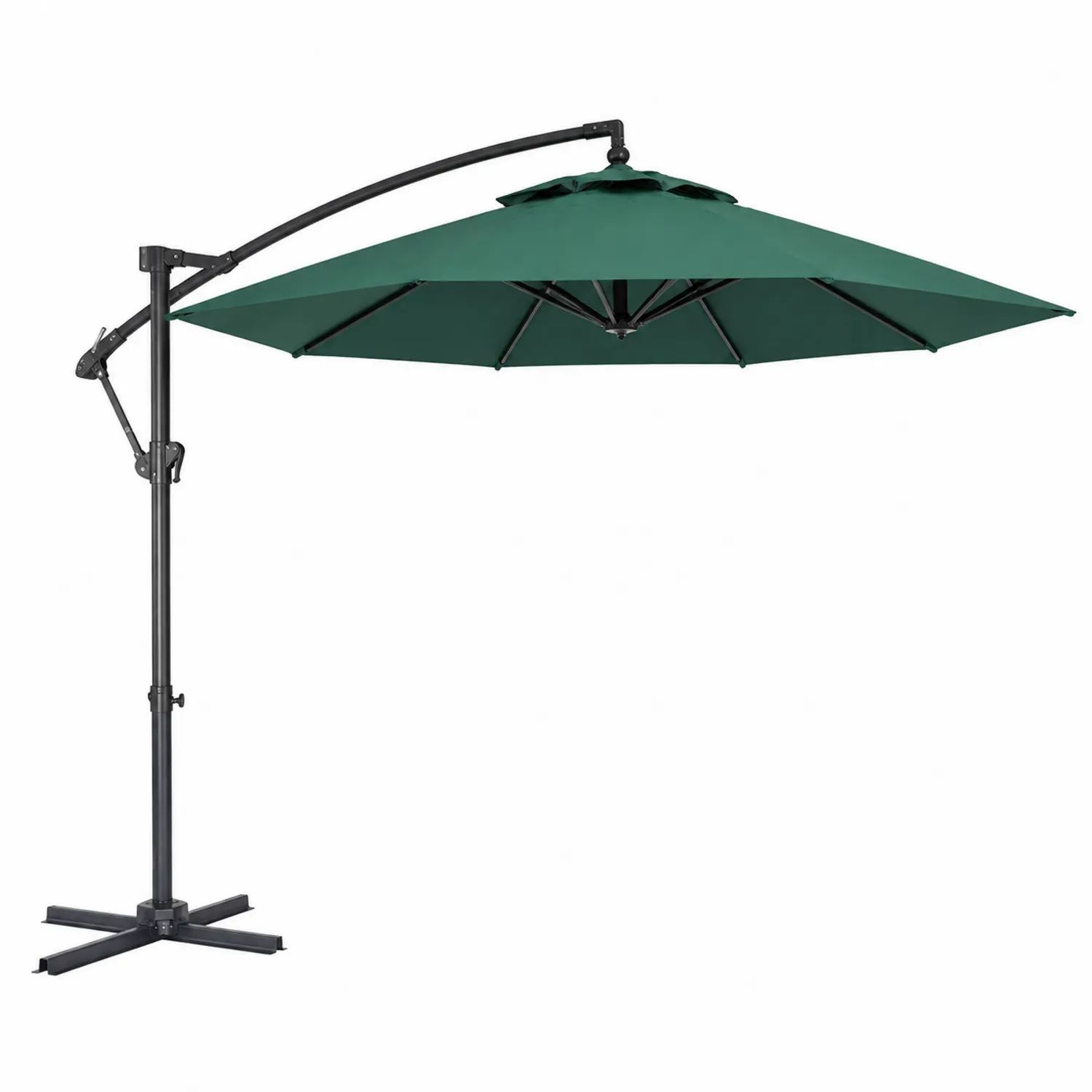 Parasol ogrodowy z bocznym ramieniem 3 m zielony poliester aluminium