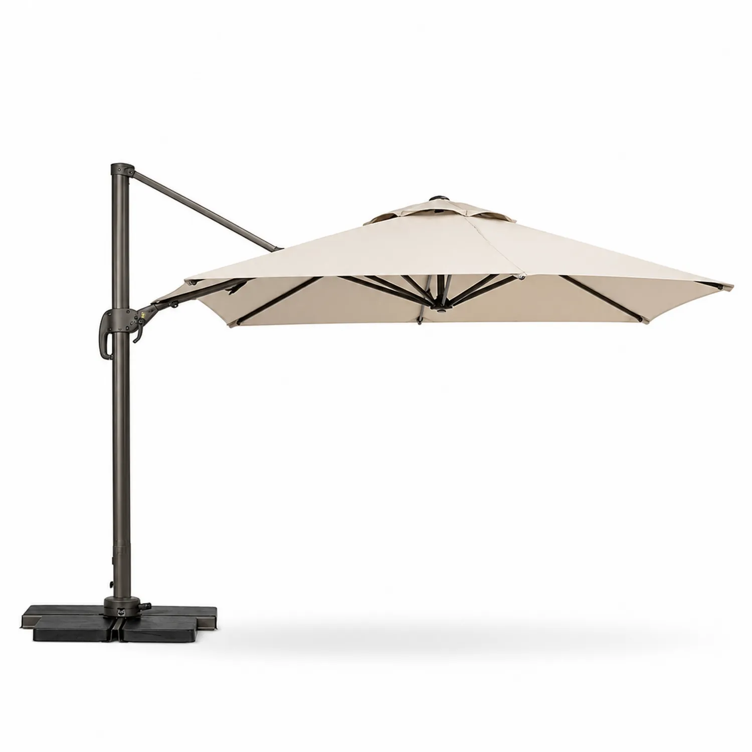 Parasol ogrodowy z bocznym ramieniem 300 cm Beżowy Aluminium Poliester