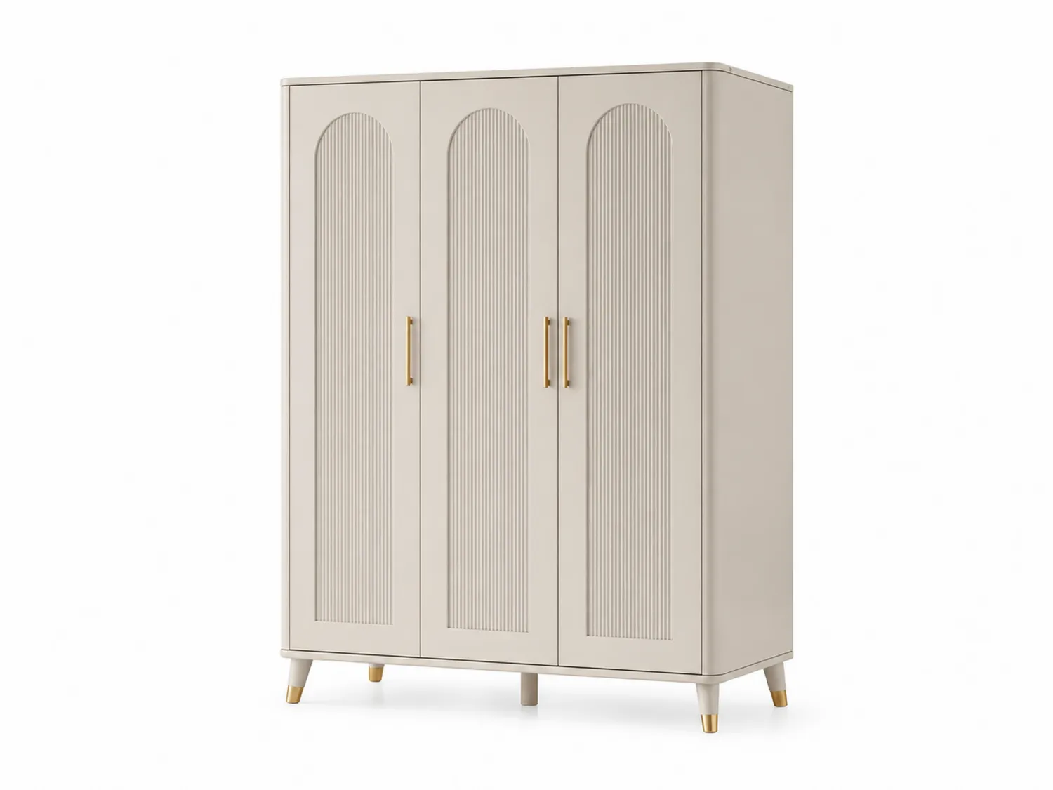 Szafa trzydrzwiowa MDF z uchwytami metalowymi 180x120x50 cm Beżowy