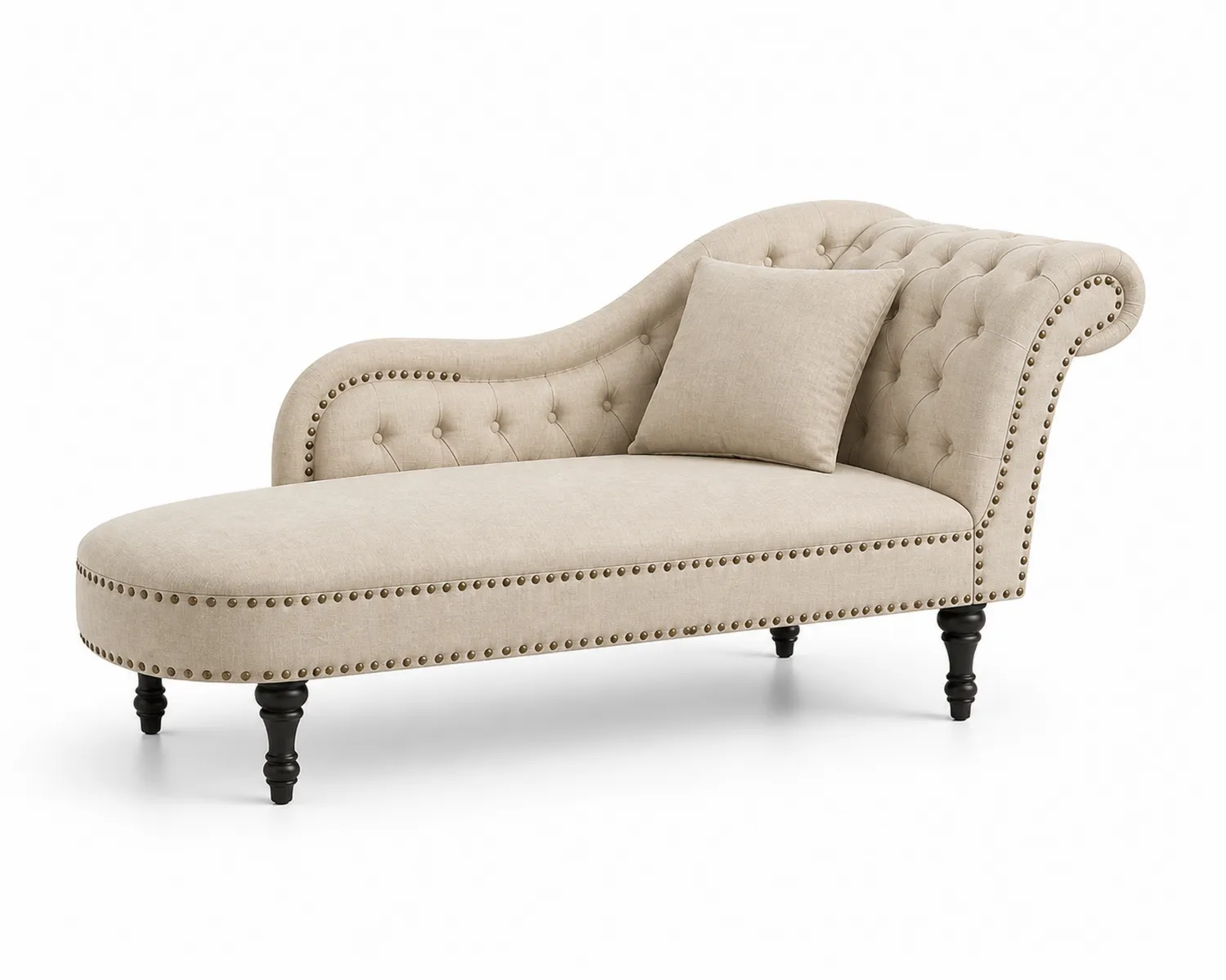 Szezlong tapicerowany Chesterfield beżowy