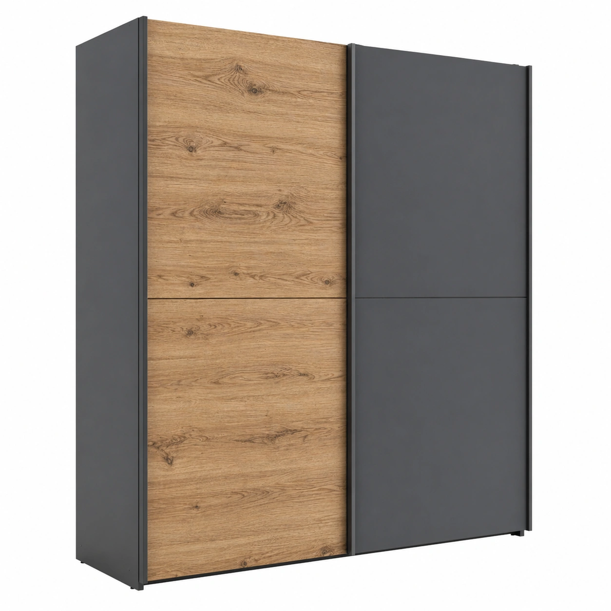 Schwebetuerenschrank in Eiche Artisan Optik mit Grau matt Front B/H/T ca. 170x191x59 cm-cartvoro 