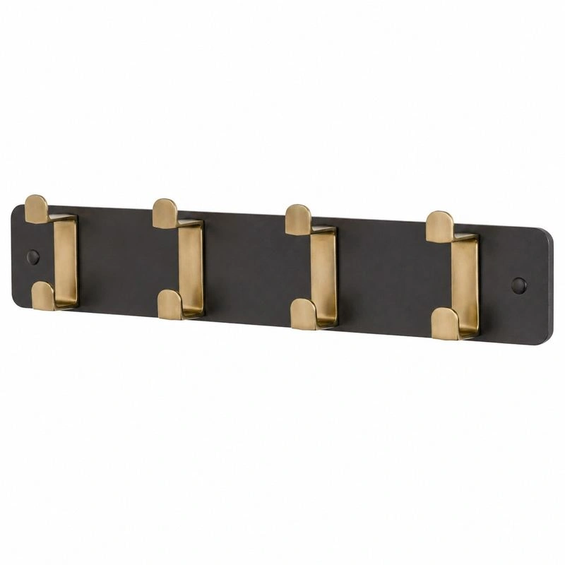 Moderne Garderobenleiste Metall Design Schwarz Gold Wandhakenleiste 4 Haken-henvaro 