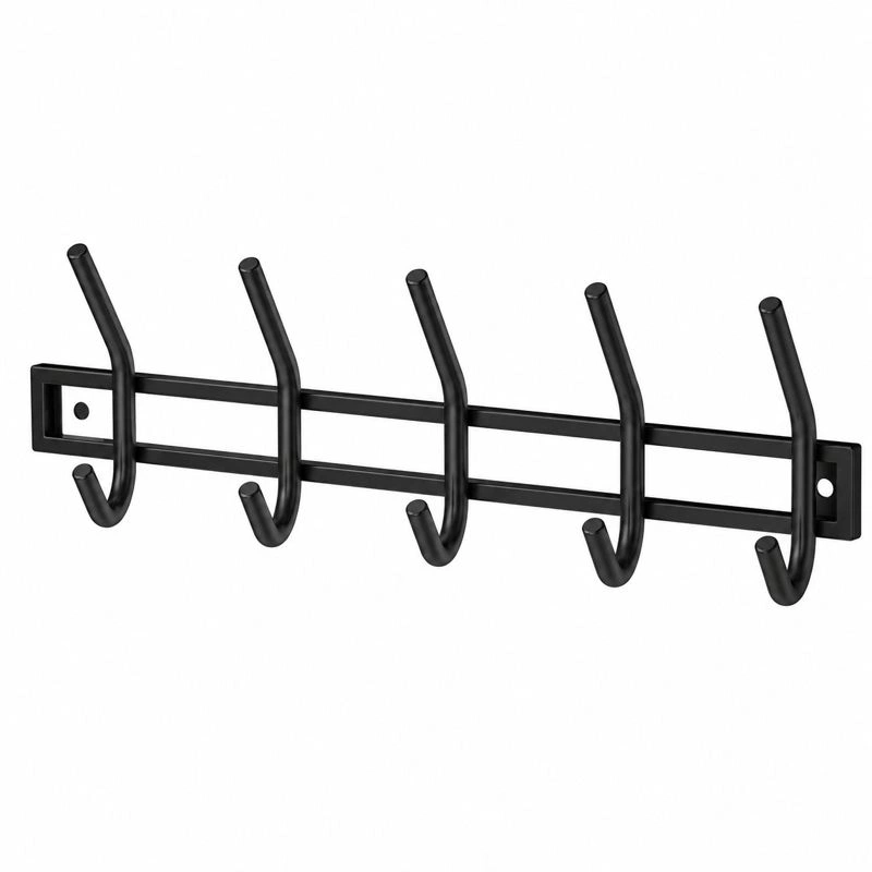 Garderobenleiste modern Wandgarderobe mit 6 Haken Metall schwarz matt 54x16x5 cm-henvaro 