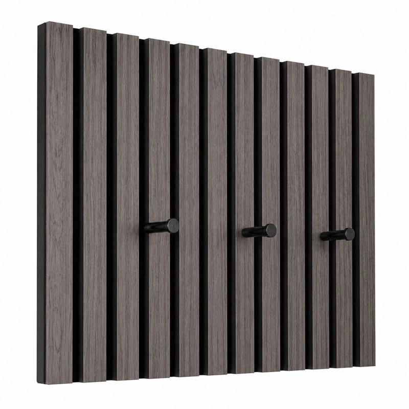 Moderne Wandgarderobe mit Lamellen Design in Dunkelgrau Holzoptik und Schwarz-henvaro 