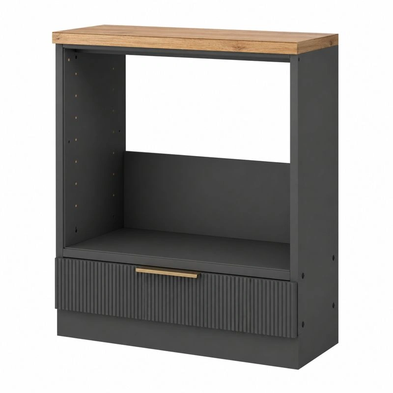 Kuechen Herdumbauschrank Unterschrank Graphitgrau Holzoptik Modern 60x60x85 cm-henvaro 