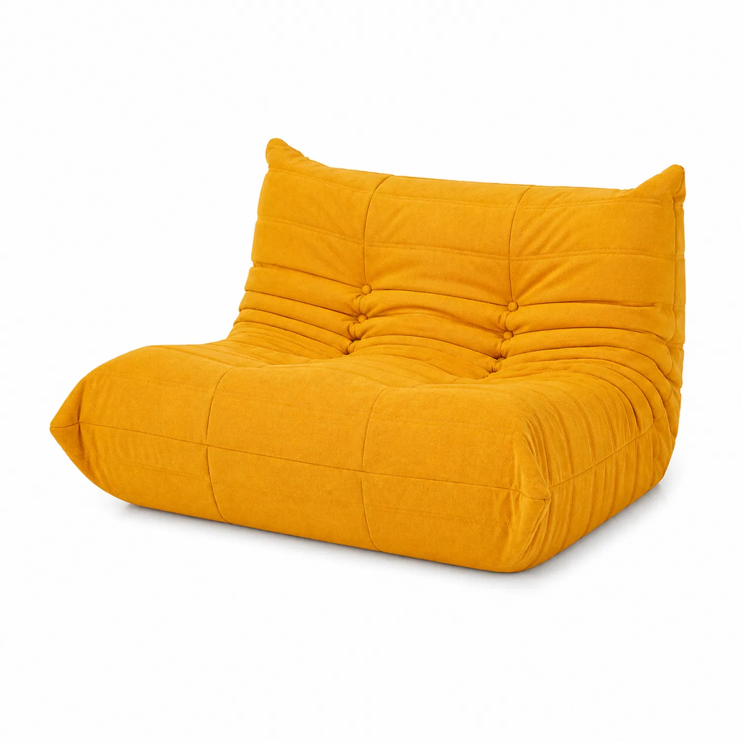 Sofa pufa żółta z tkaniny 120x90x70 cm