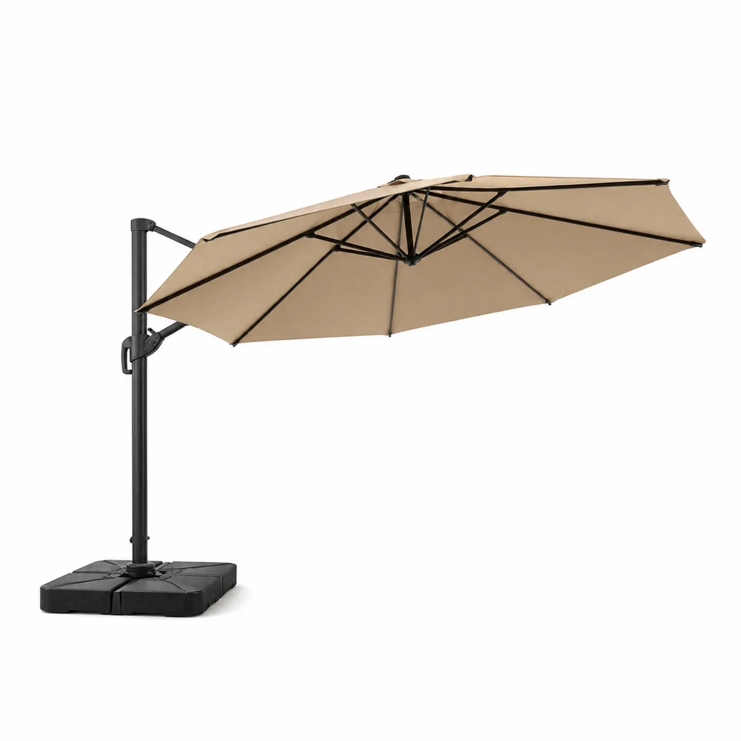 Wiszący parasol ogrodowy 300 cm beżowy poliester stal