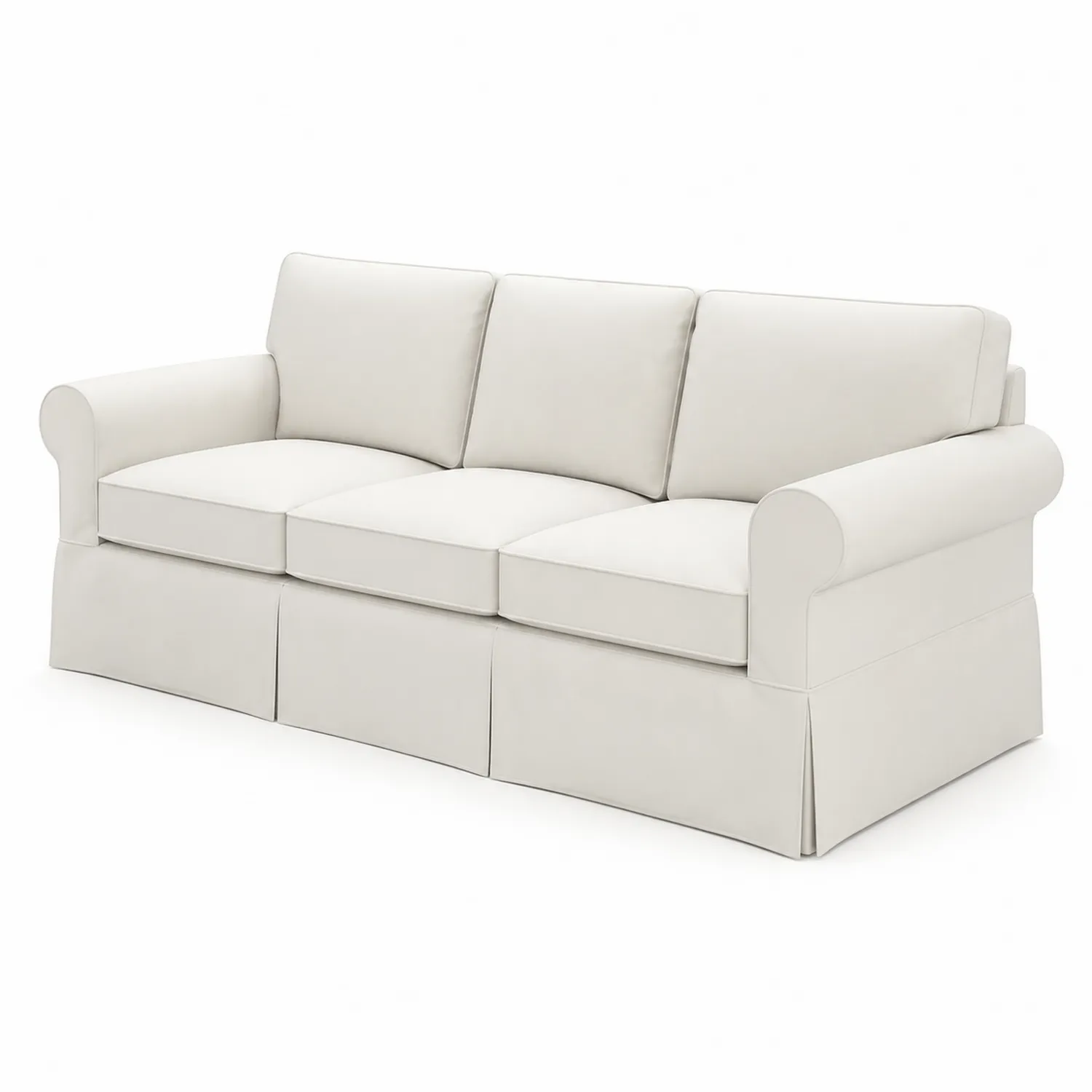 Sofa 3-osobowa z tkaniny bawełnianej, Biały, 200 x 90 x 85 cm