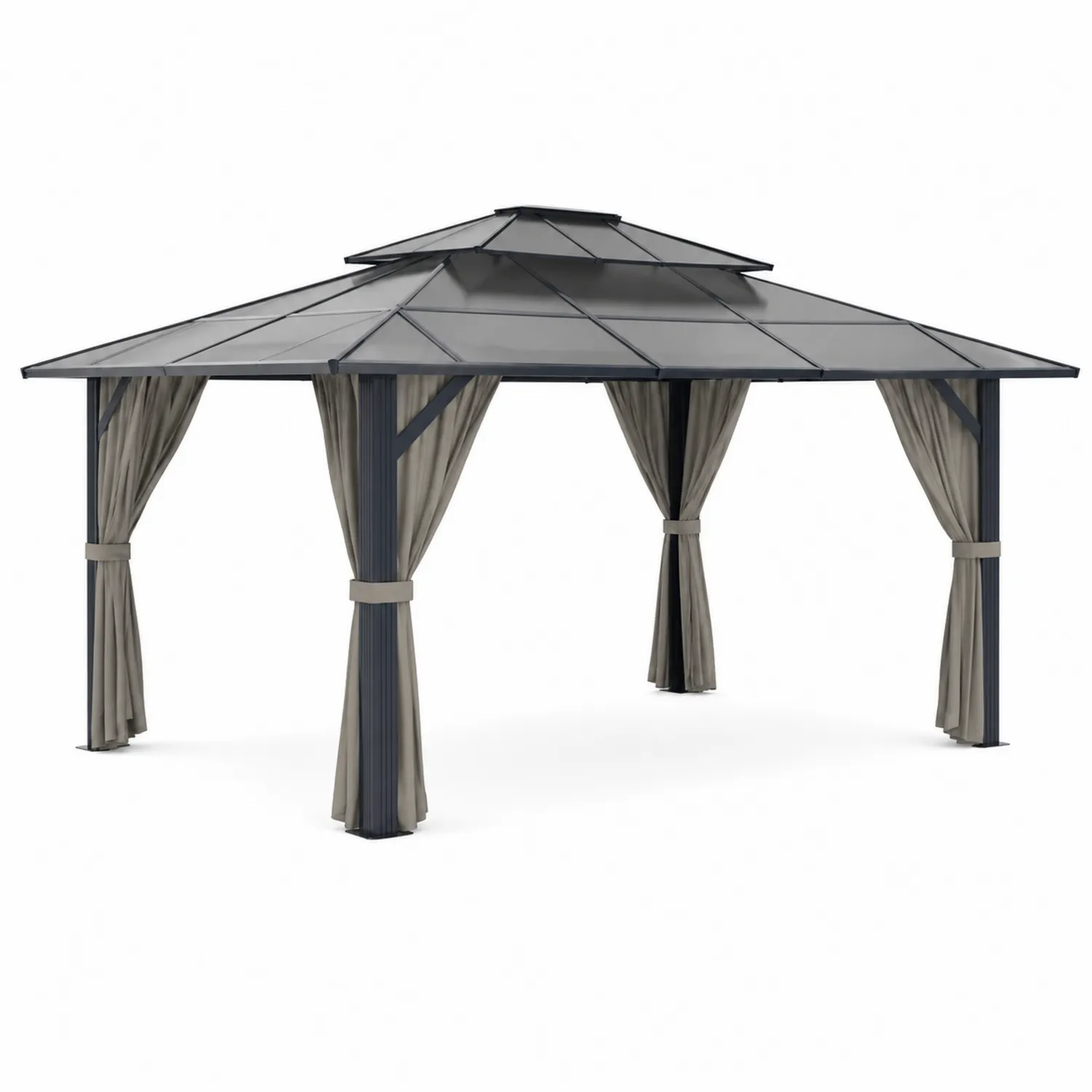 Altana Ogrodowa z Aluminiową Konstrukcją i Stalowym Dachem 400x300 cm Szara