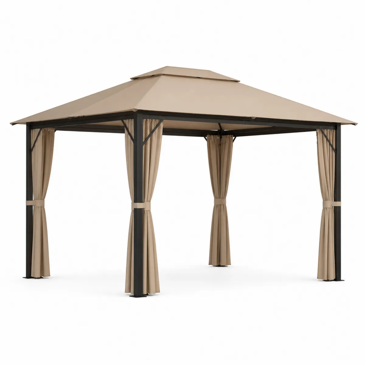 Altana ogrodowa metalowa 3x3 m Beżowy/Czarny