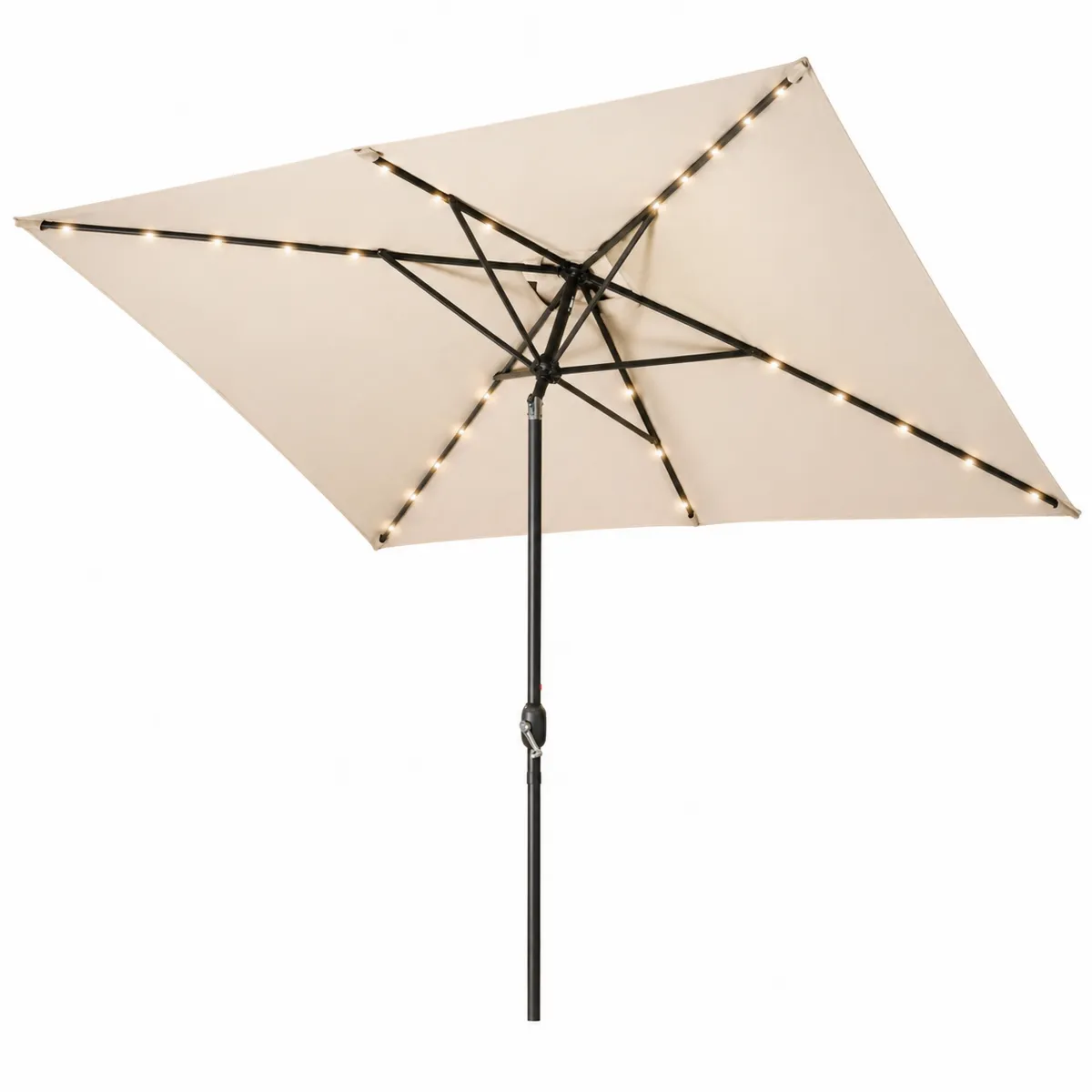 Parasol ogrodowy z metalową ramą z oświetleniem LED 300x200 cm Beżowy