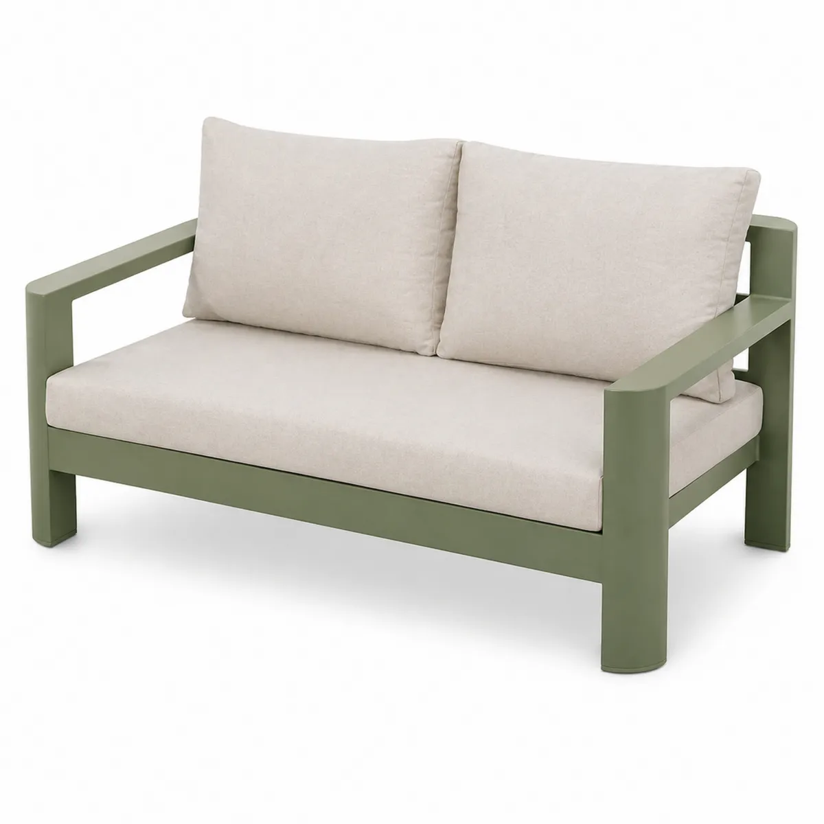 Sofa ogrodowa 180x90x75 cm aluminiowa z tkaniną poliestrową Zielony/Beżowy
