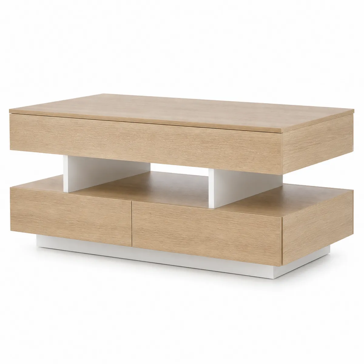 Stolik kawowy z MDF z okleiną dębową 120x60x45 cm Jasny Dąb/Biały