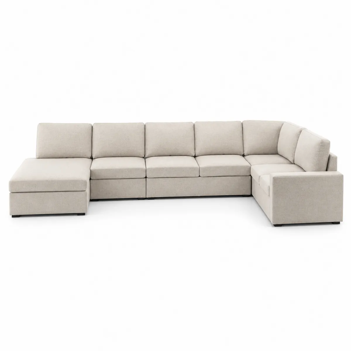 Sofa modułowa narożna, tkanina poliestrowa, Beżowy