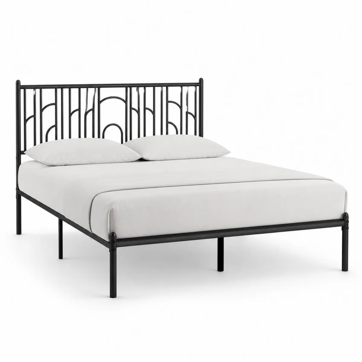 Łóżko metalowe czarne 200x160 cm z materacem