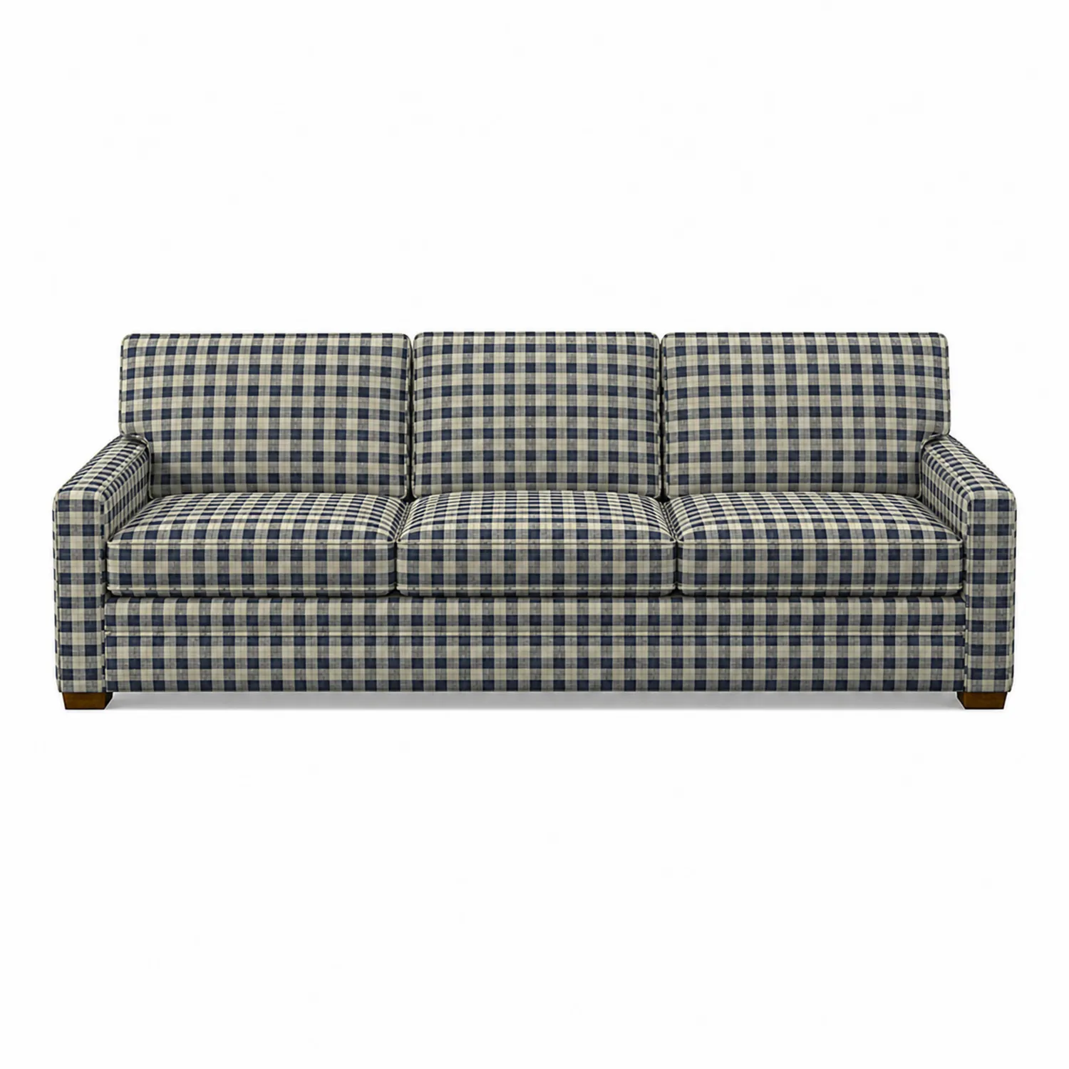 Sofa Trzyosobowa Niebieska w Kratę
