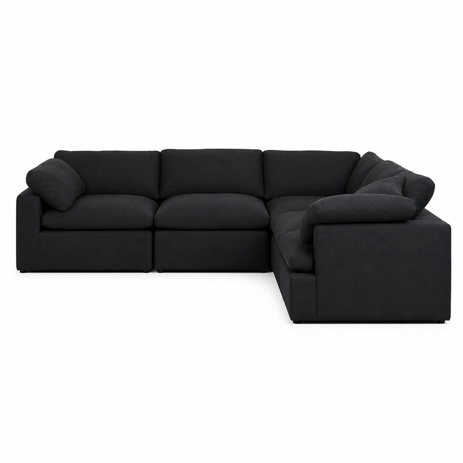 Narożna Sofa Modułowa L z Tkaniny Poliestrowej 300x250 cm Czarny
