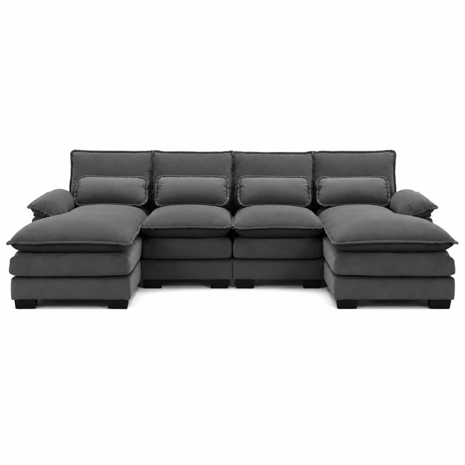 Narożnik modułowy welurowy szary 300x150x90 cm