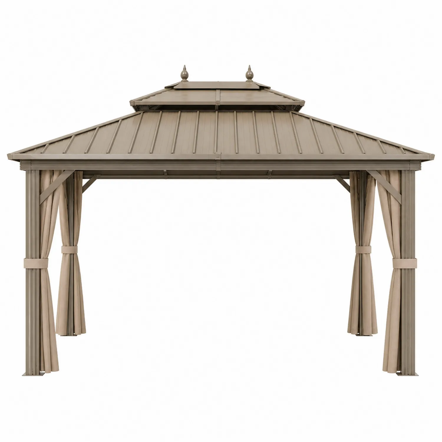 Altana Ogrodowa Aluminiowa z Zasłonami 300x400 cm Brązowy