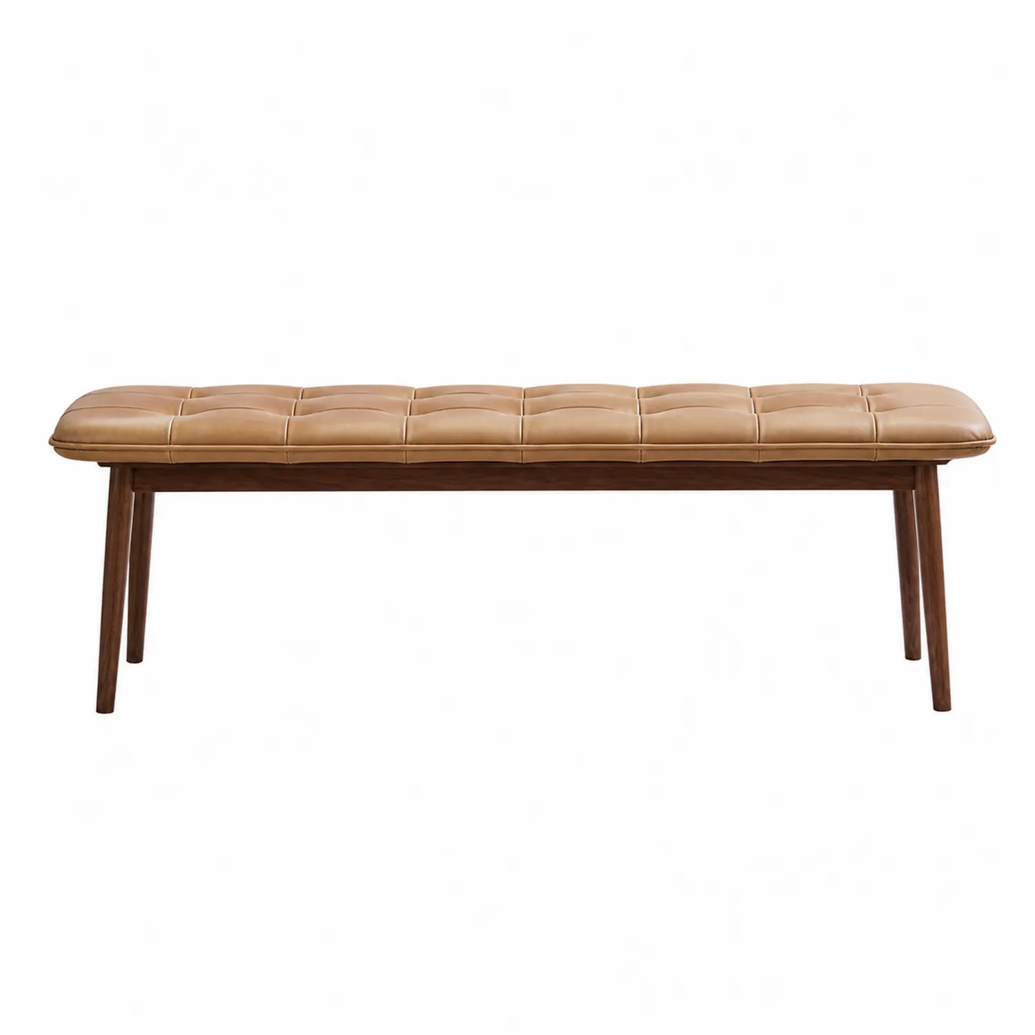 Ławka skórzana 120 cm z drewnianymi nogami