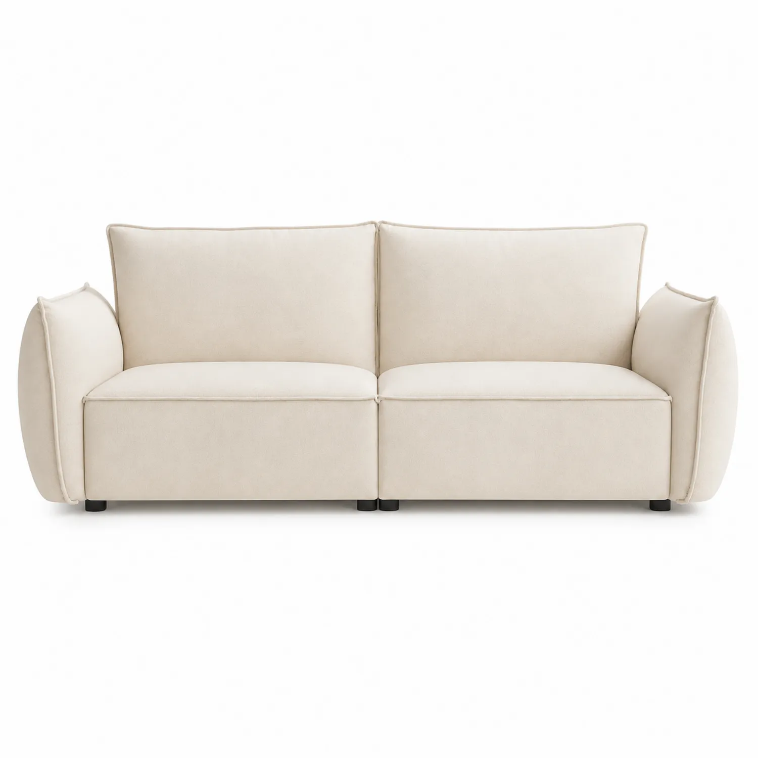 Sofa dwuosobowa kremowa 200 cm z tkaniny poliestrowej i pianki