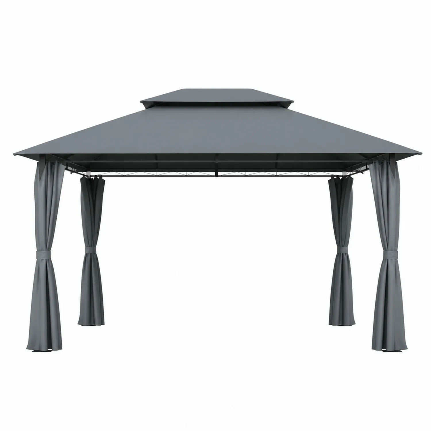 Altana ogrodowa metalowa 300x400 cm Szary Aluminium Poliester