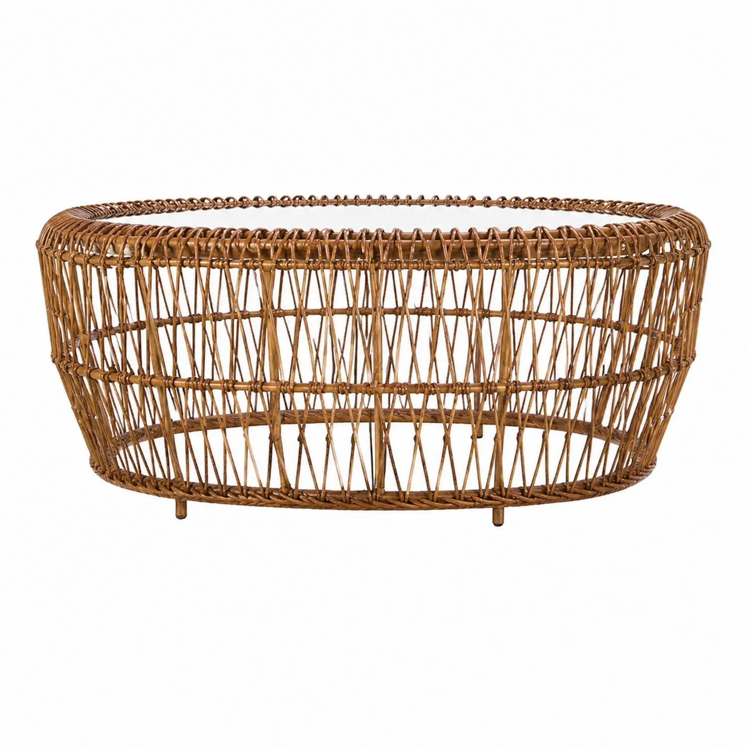 Okrągły stolik kawowy z rattanu 80 cm Brązowy