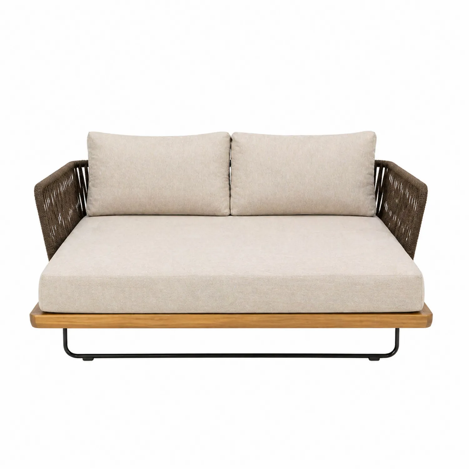 Sofa ogrodowa z tkaniny z drewna i stali