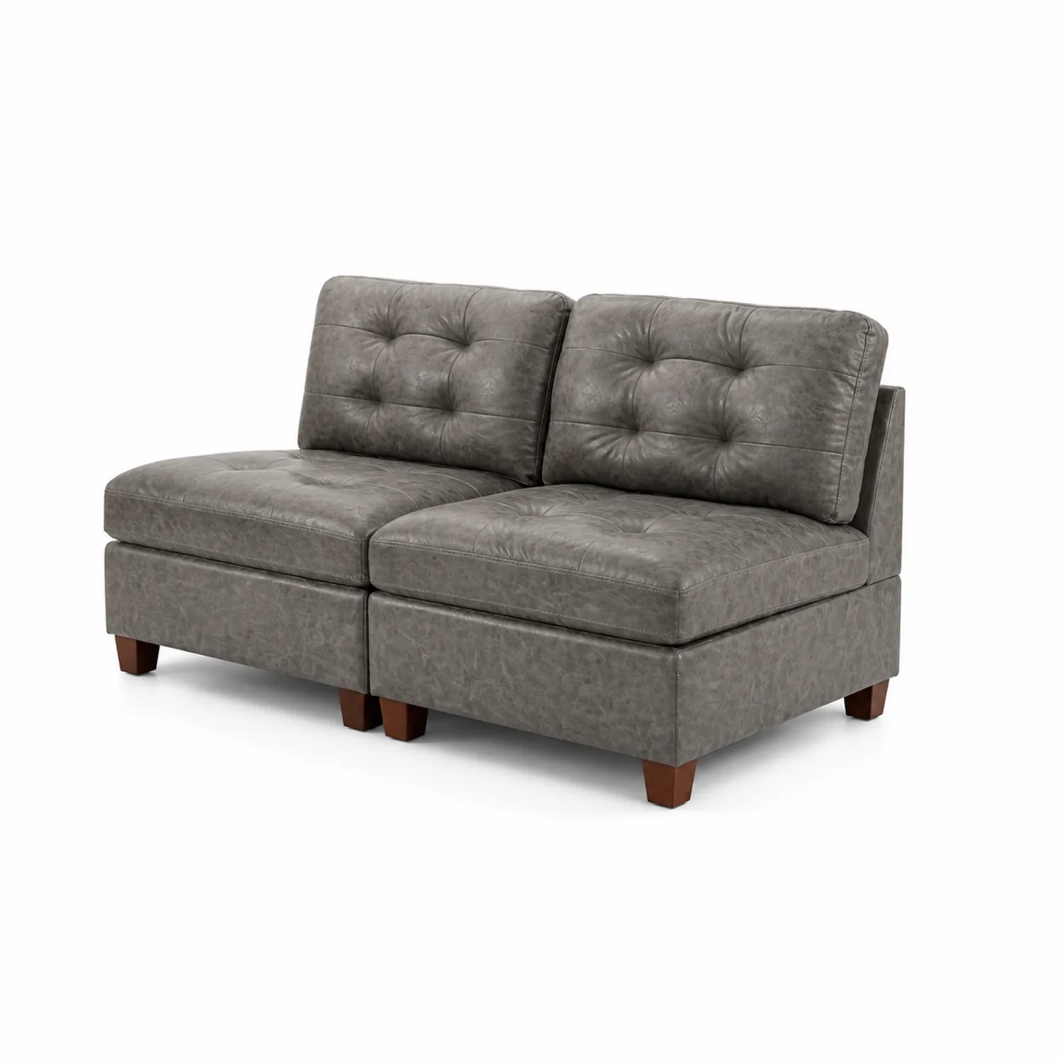 Modułowa sofa z skóry ekologicznej Szara 180x90x85 cm