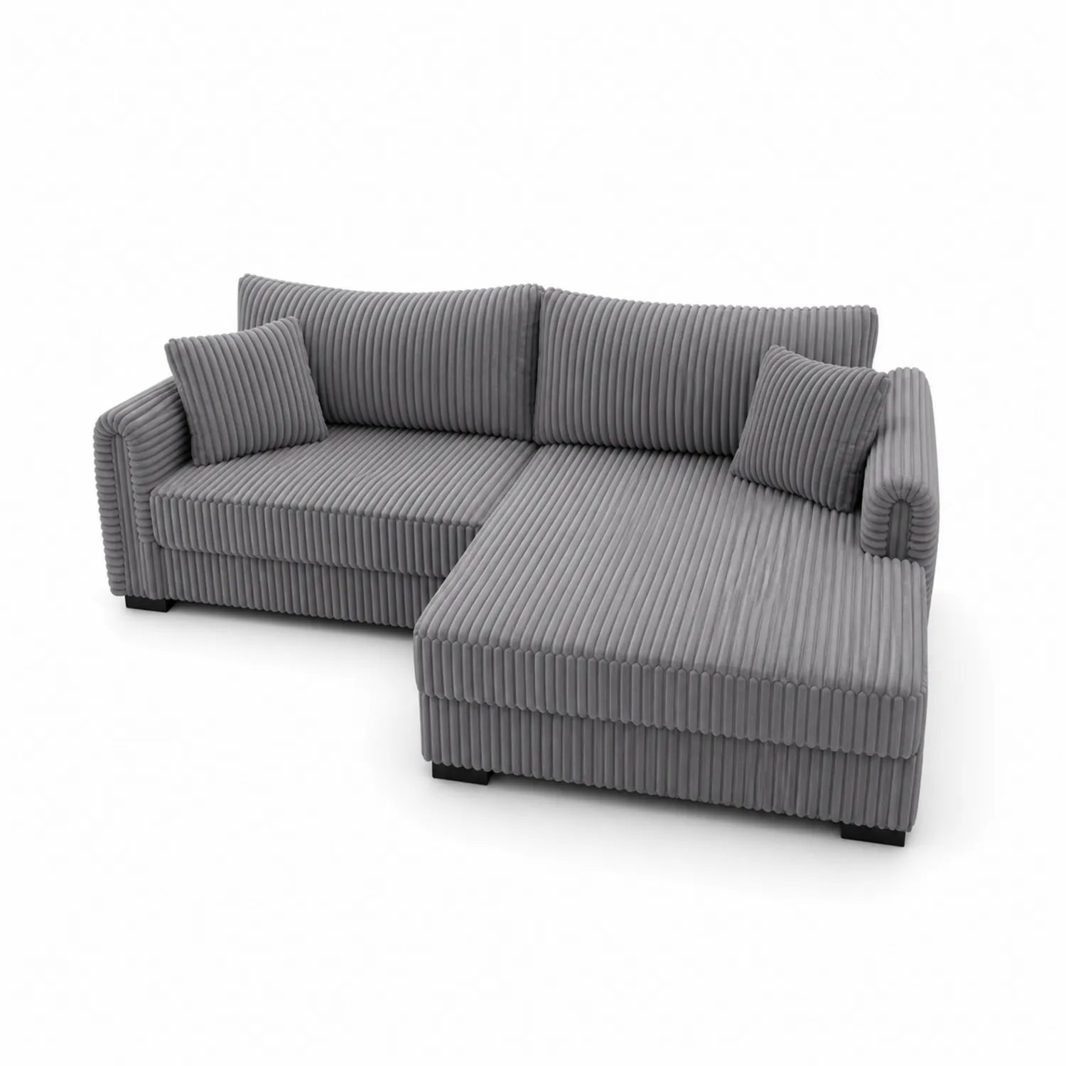 Sofa narożna z szarego sztruksu