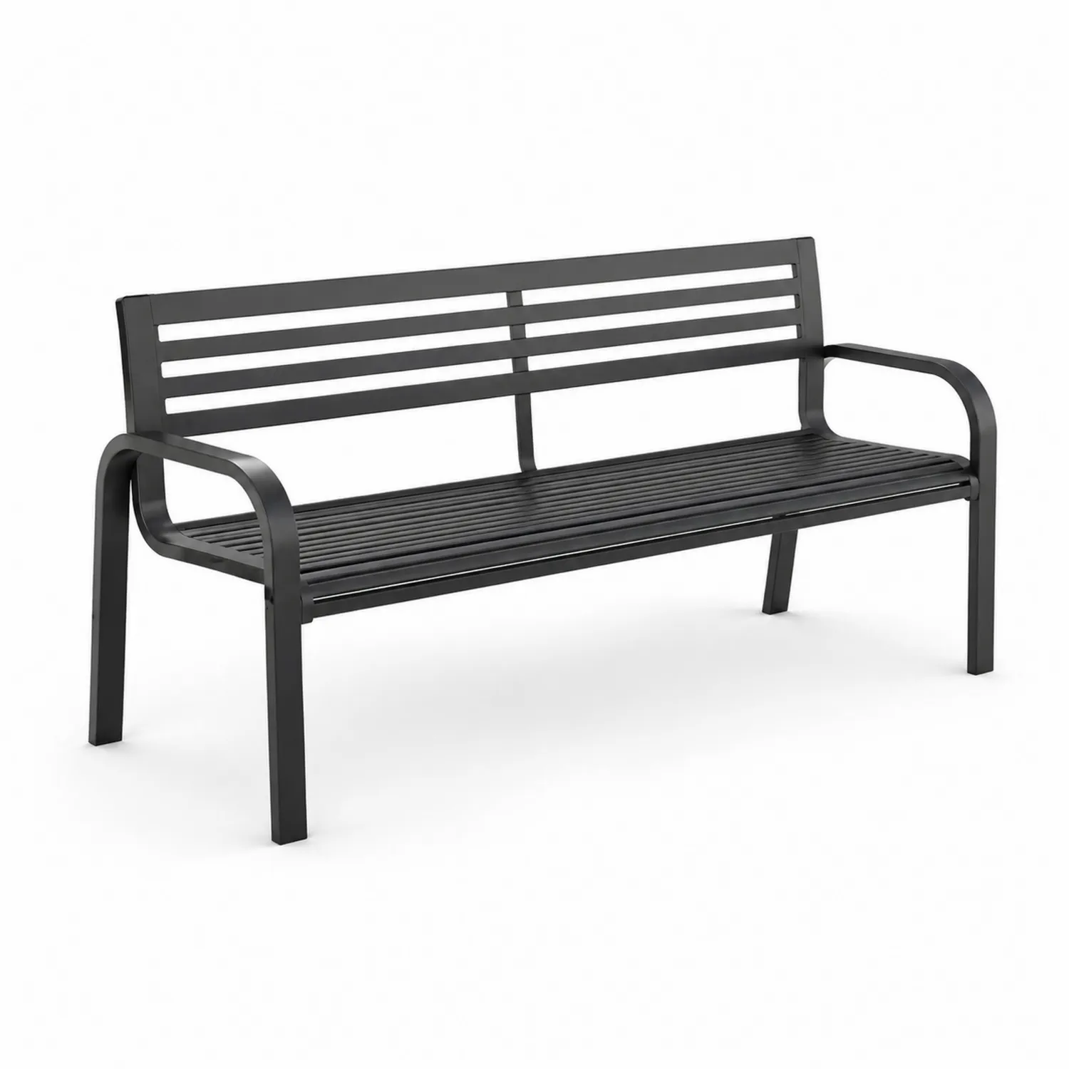 Ławka metalowa zewnętrzna czarna 180x60x80 cm