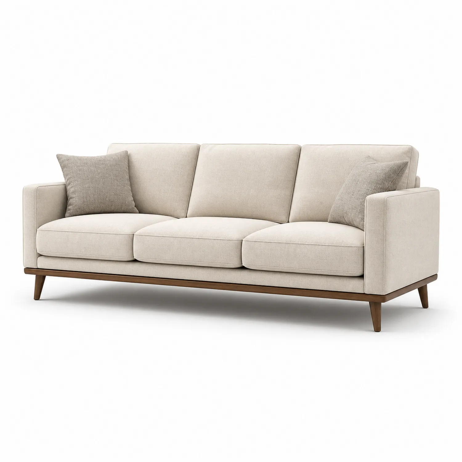 Trzyosobowa sofa z tkaniny z drewnianą ramą 210cm