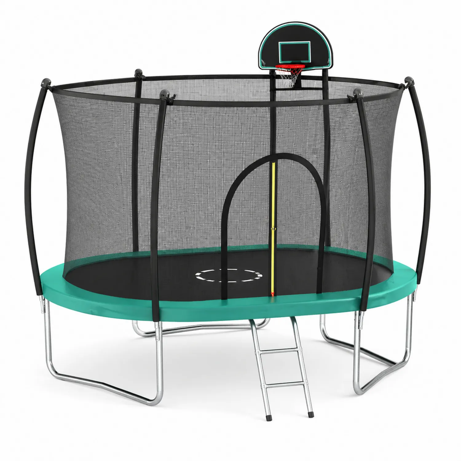 Trampolina owalna 305 cm z koszem Zielony Stal