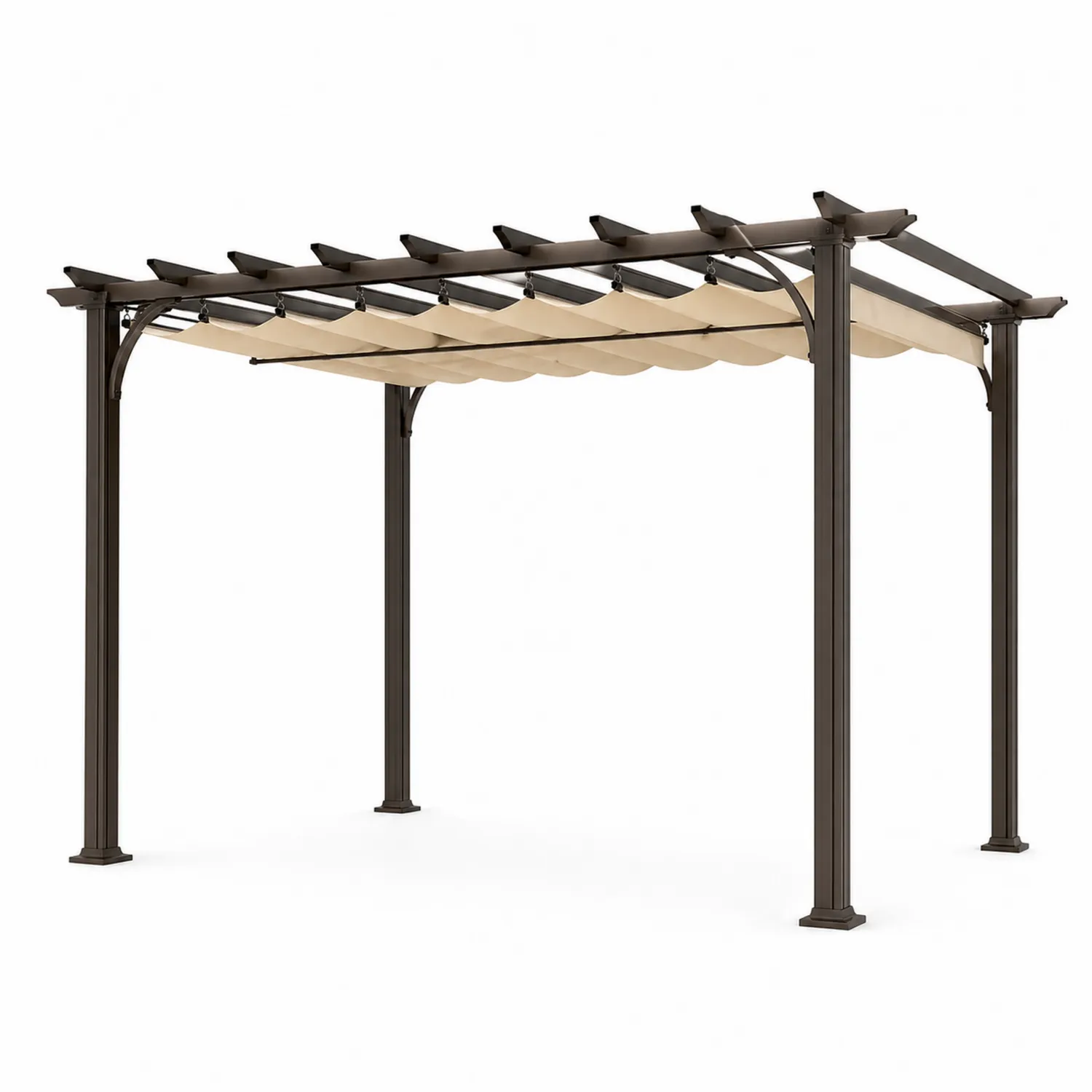 Pergola ogrodowa metalowa 300x400 cm Poliester Beżowa