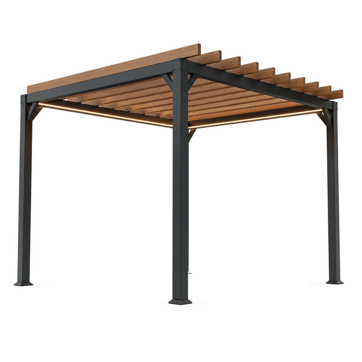 Pergola aluminiowa z drewnianym dachem 300x300x250 cm Antracyt