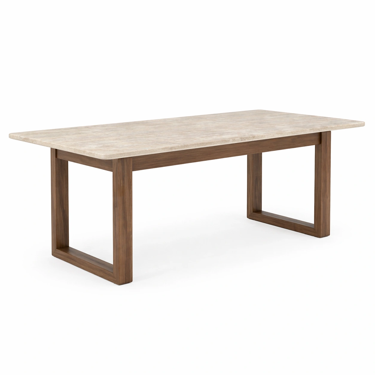 Esstisch natursteinplatte eichenholzrahmen beige braun 200cm x 90cm x 75cm-DECONIVORA