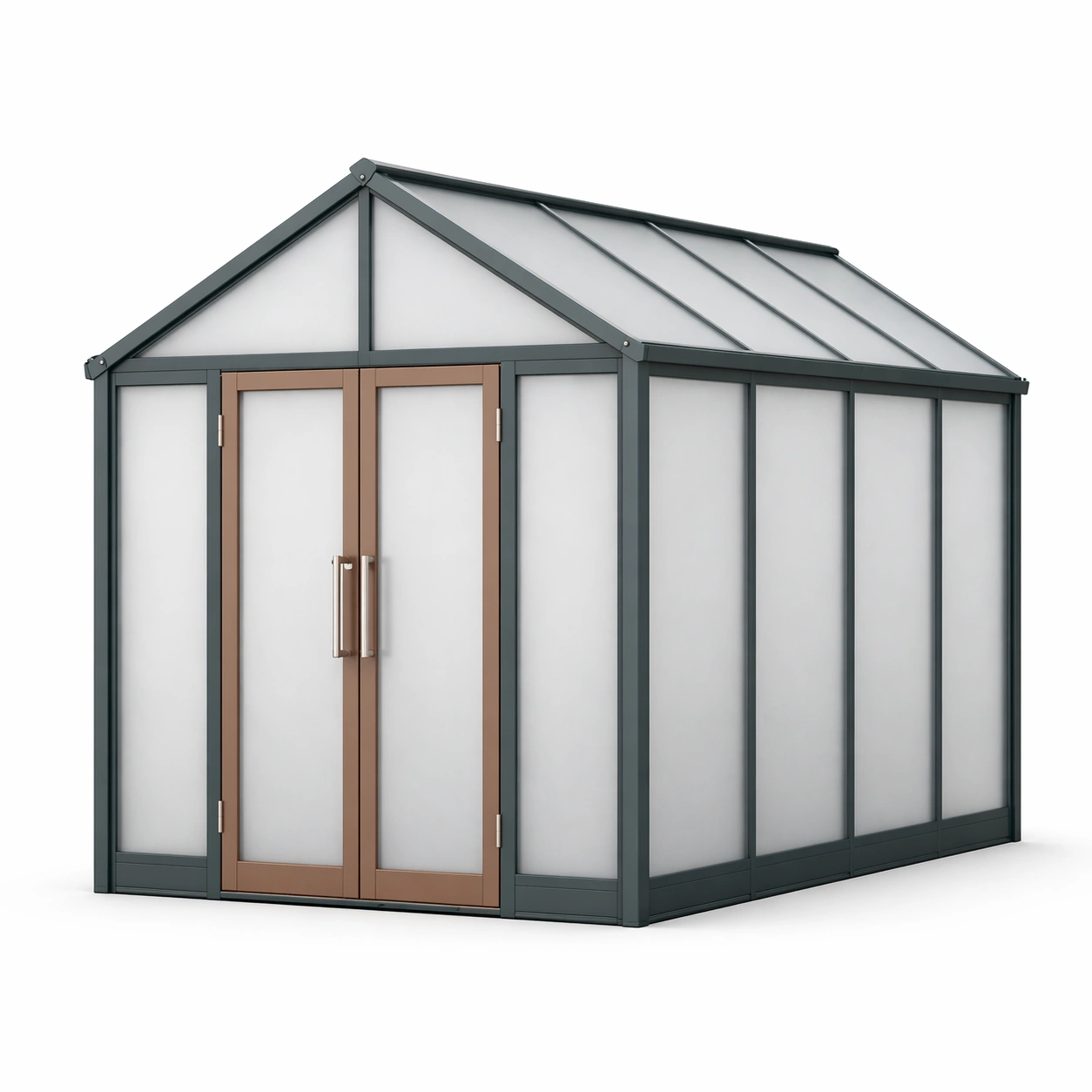 Gewächshaus aluminiumrahmen polycarbonat grau braun 250cm x 190cm x 195cm-DECONIVORA