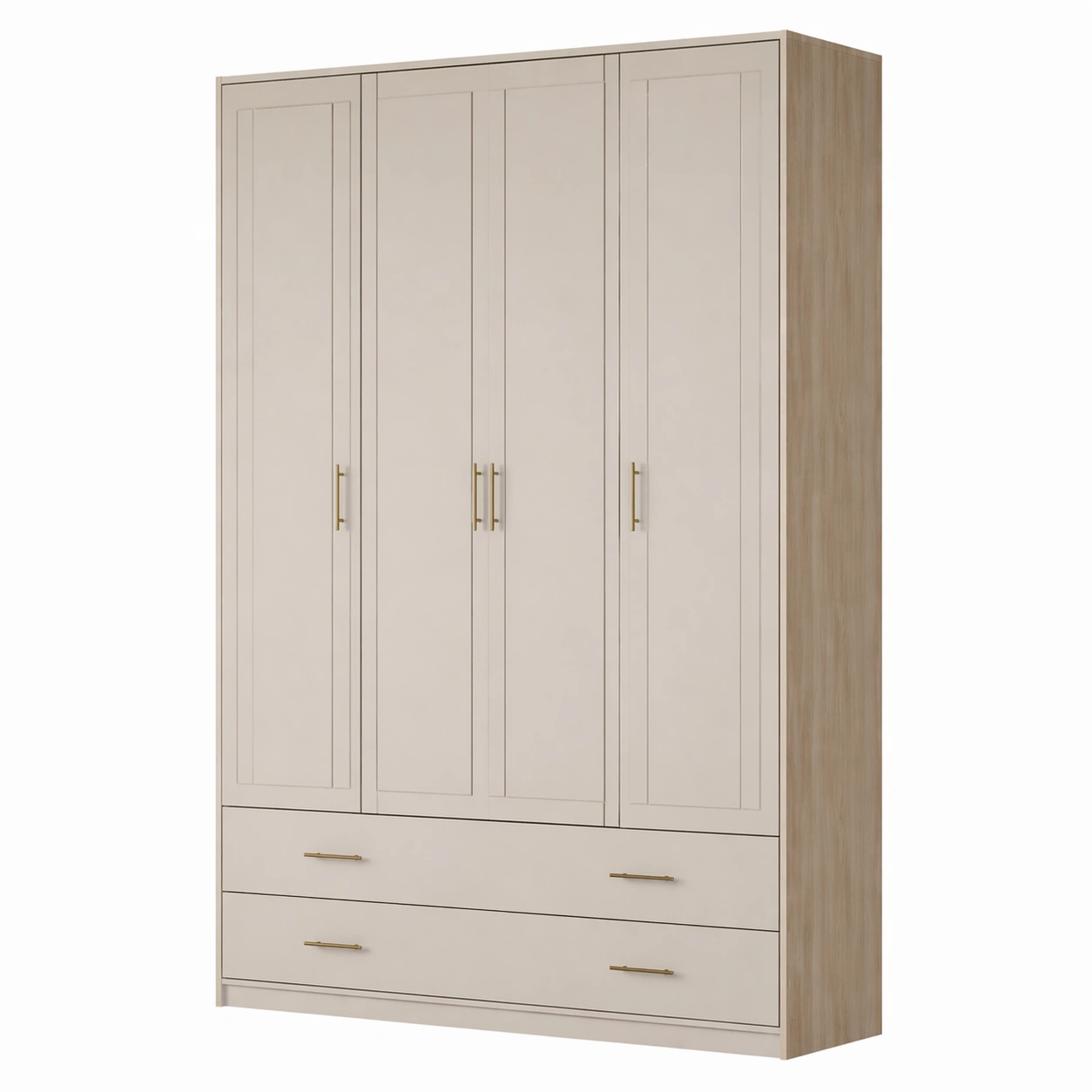 Kleiderschrank holz beige 220cm x 160cm x 60cm-DECONIVORA