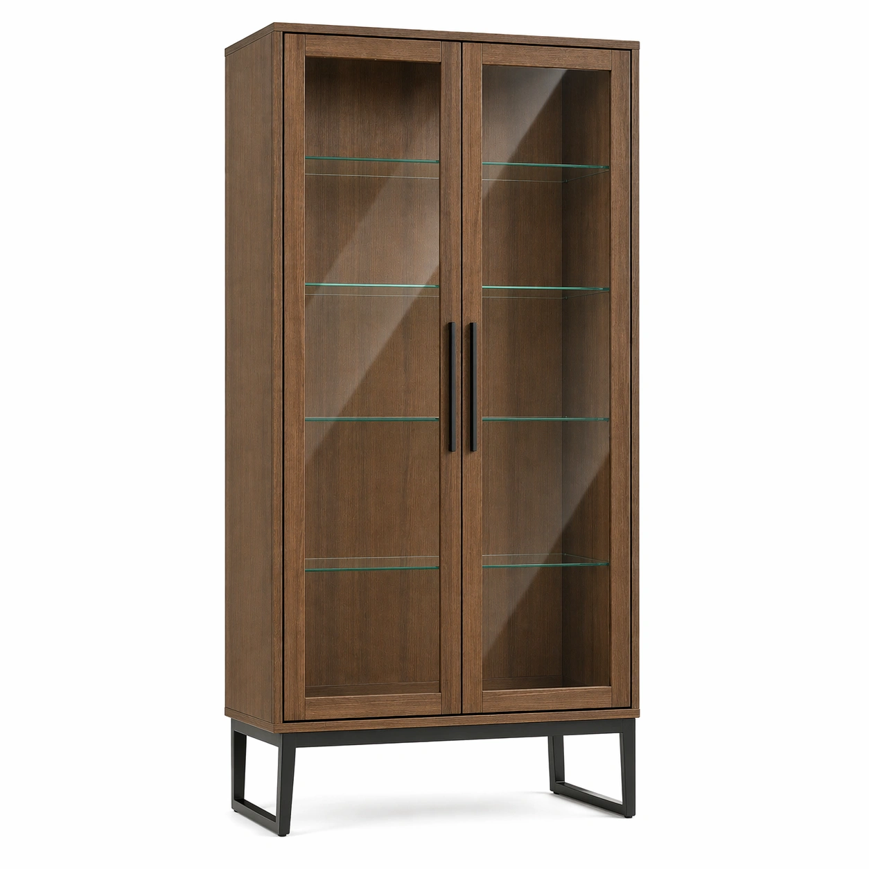 Vitrine holz gehärtetes glas metall braun-DECONIVORA