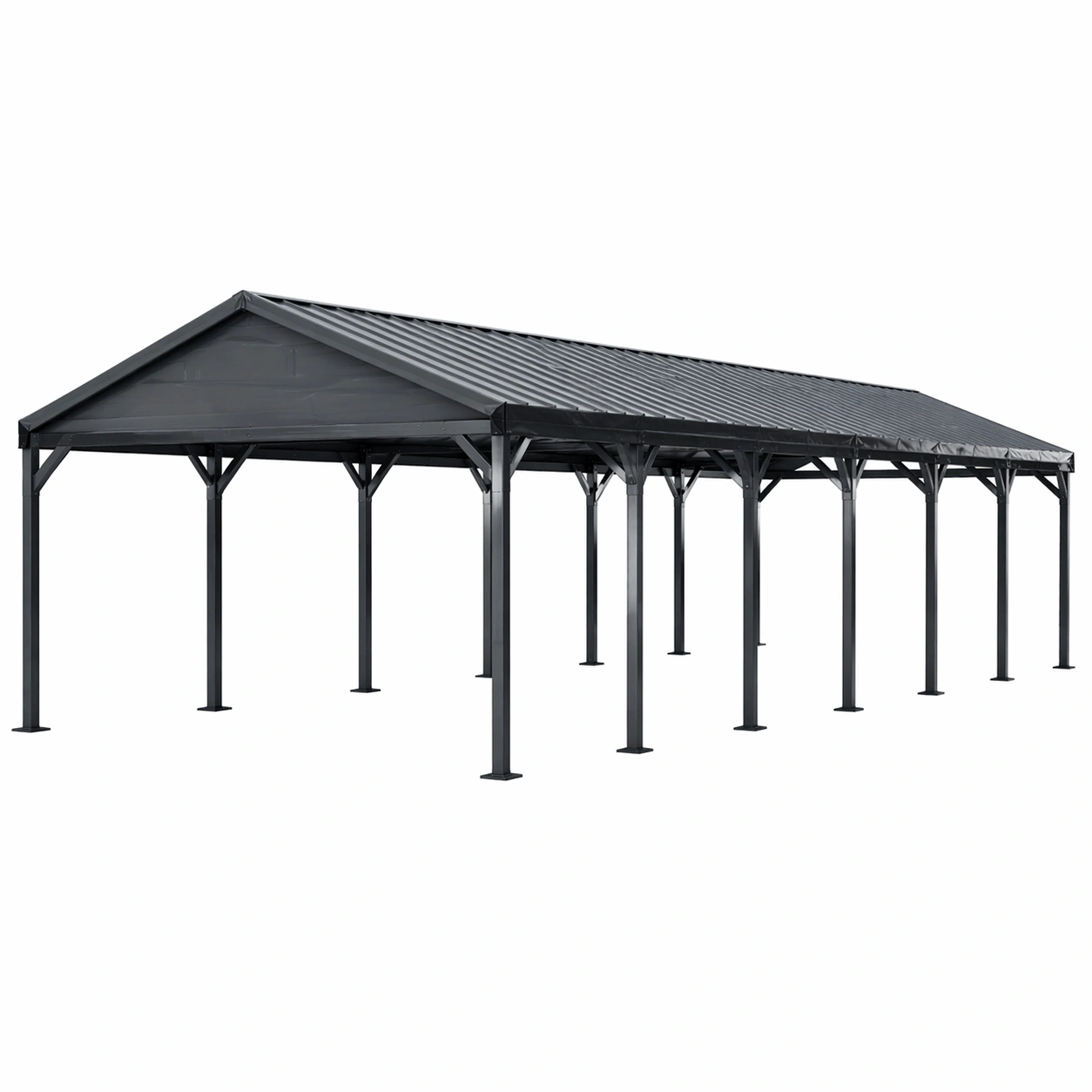 Carport metall überdachung stahl anthrazit 900cm x 300cm x 300cm-DECONIVORA