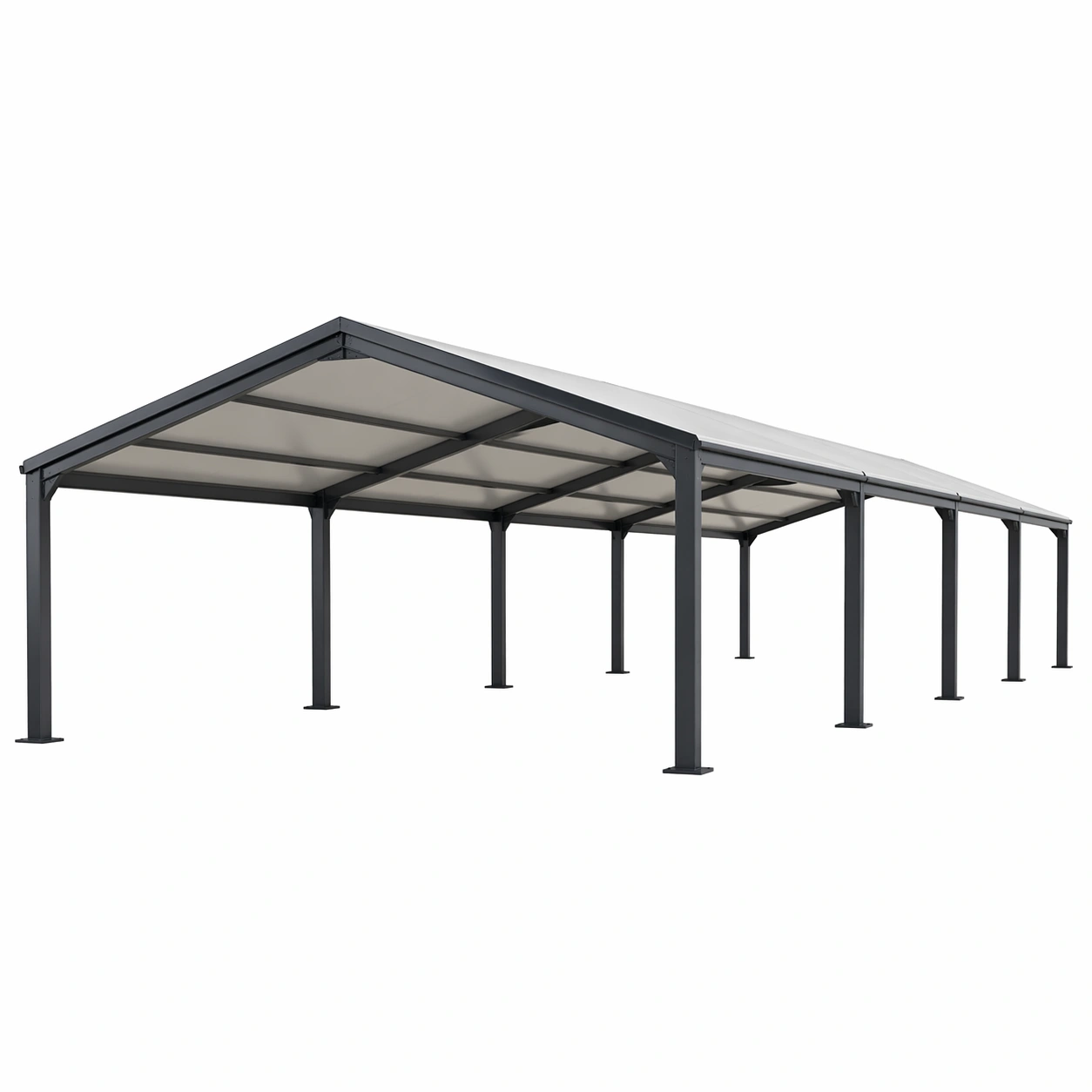 Carport stahl polycarbonat dach grau 1200cm x 600cm x 300cm-DECONIVORA