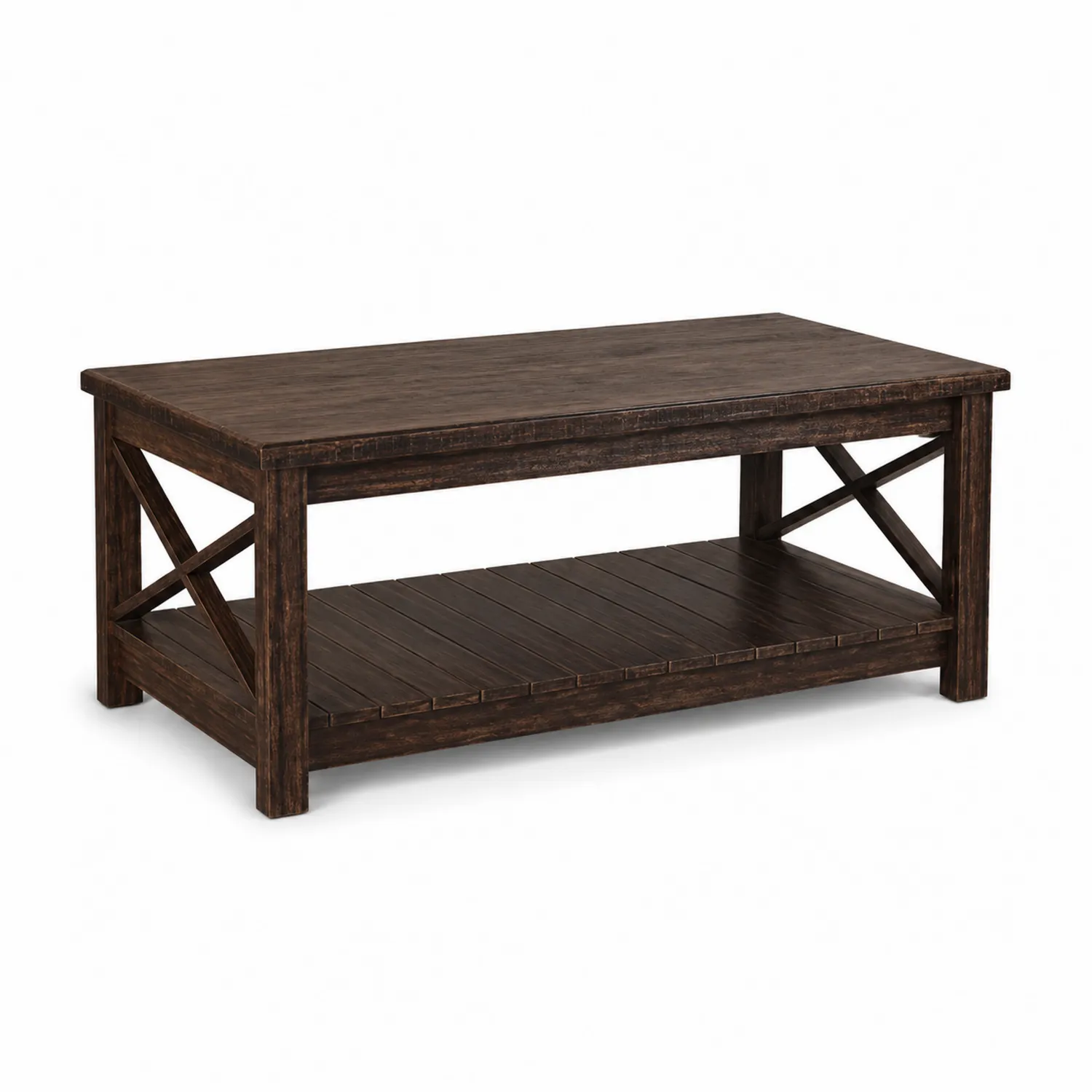 Tavolino da caffè in legno con ripiano inferiore 120x60x45 cm Marrone-domvirex